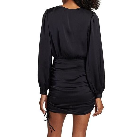 Ramy Brook Foxy‎ Dress Pink Satin Wrap Front Ruched Sides Mini 6 Cocktail Event - Picture 3 of 11